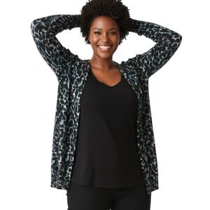 Teal animal print Cardigan button cardigan Jessica  EUC